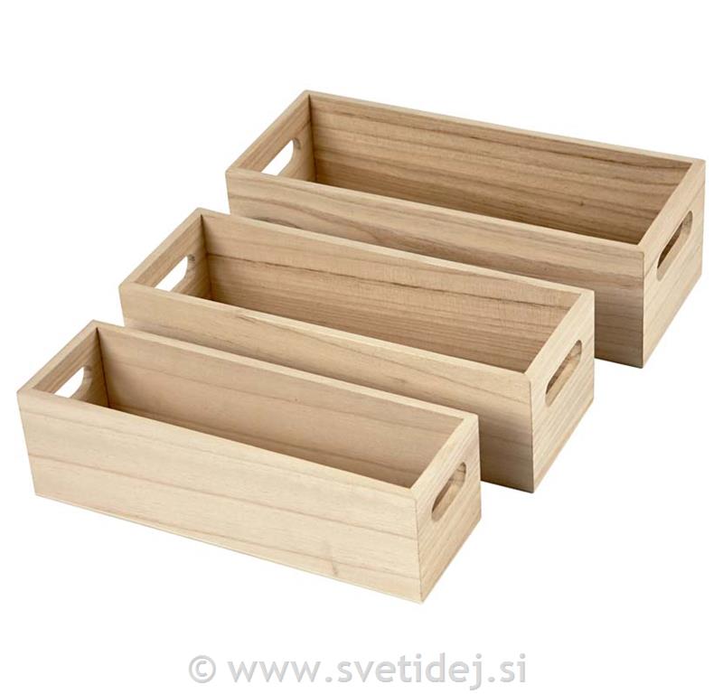 Leseni zabojčki,22x6,5+23x7, set 3