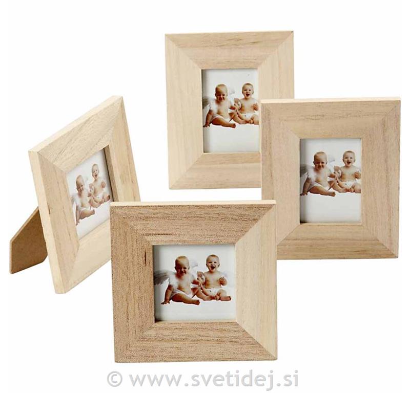 Leseni foto okvirčki 10x10 cm, 4kom
