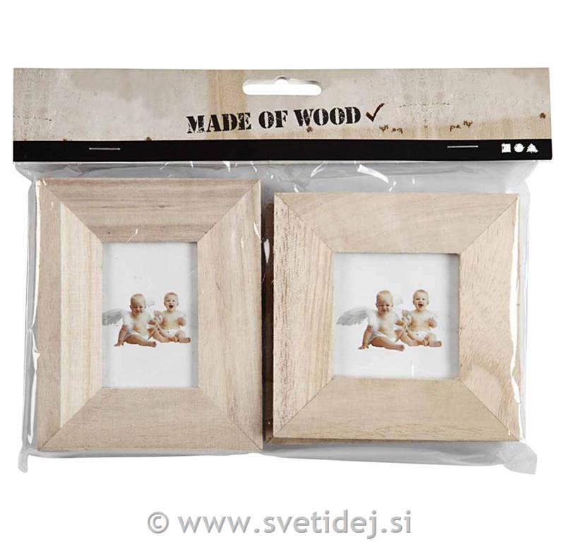 Leseni foto okvirčki 10x10 cm, 4kom