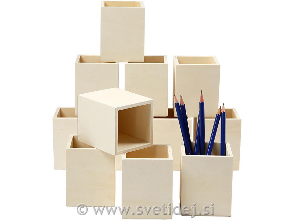 Lesena škatla za svinčnike 9,5 x7,5 cm