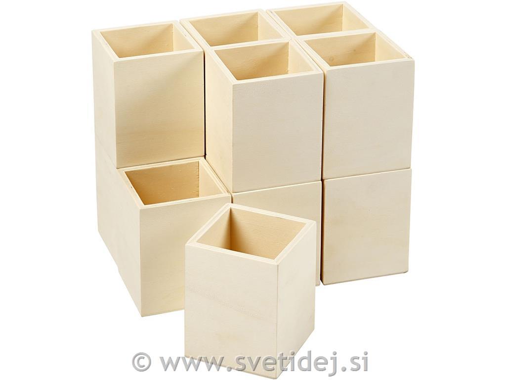 Lesena škatla za svinčnike 9,5 x7,5 cm
