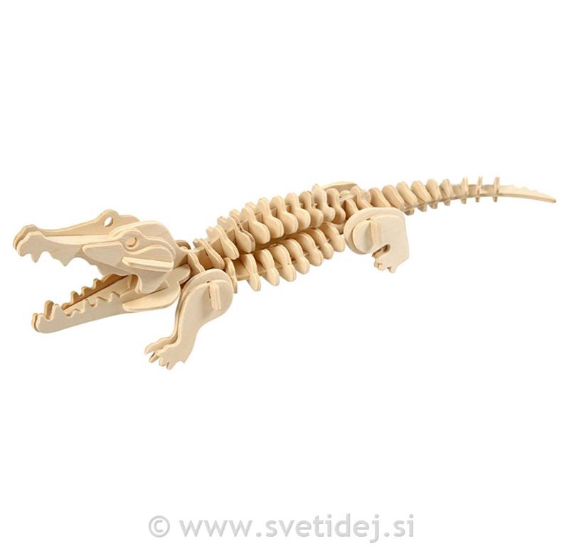 Lesena sestavljanka krokodil 33x10x10