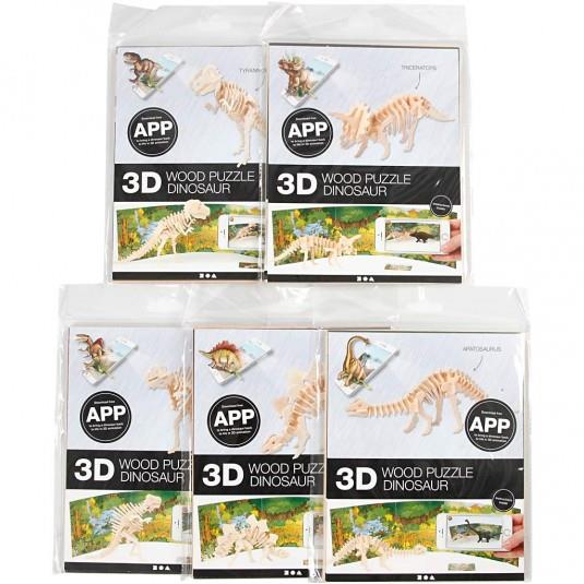 3D lesene sestavljanke 11,5x22 cm, set 5
