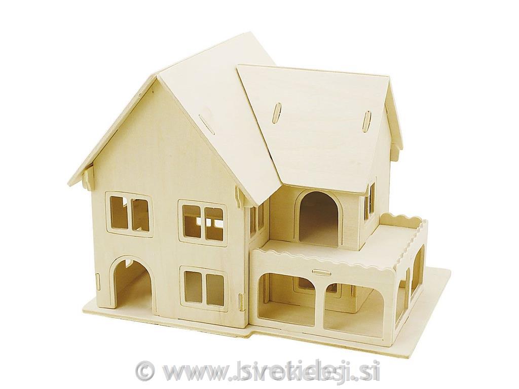 Lesena sestavljanka hiša 22,5x16x17,5 cm