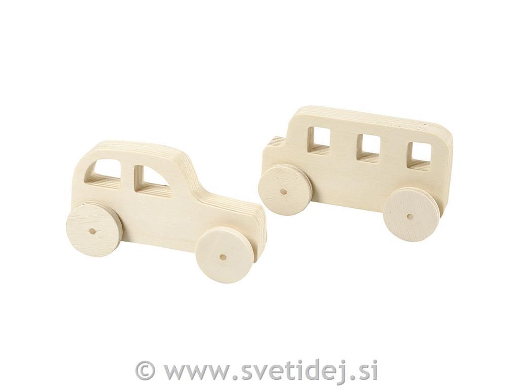 Lesena vozila 12x3,5x6 cm, set 2