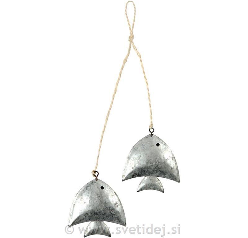 Kovinski okrasek riba 6 cm, set 2