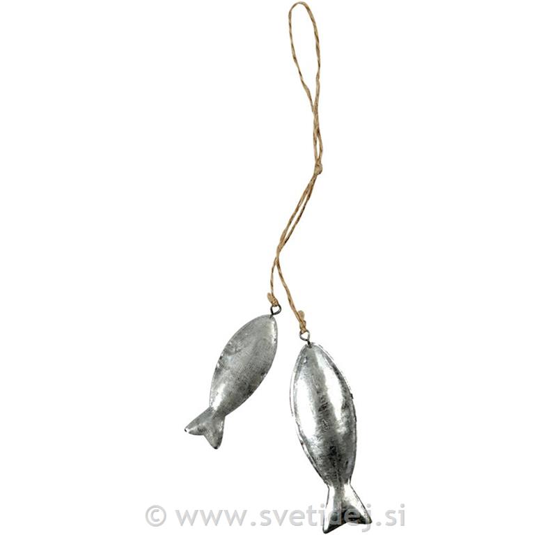 Kovinski okrasek riba 7,5 cm, set 2