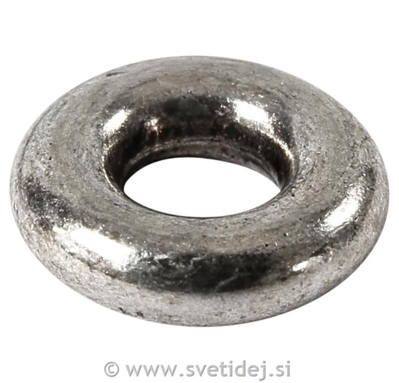 Perla obroček 9 mm, antik srebrn, set 15