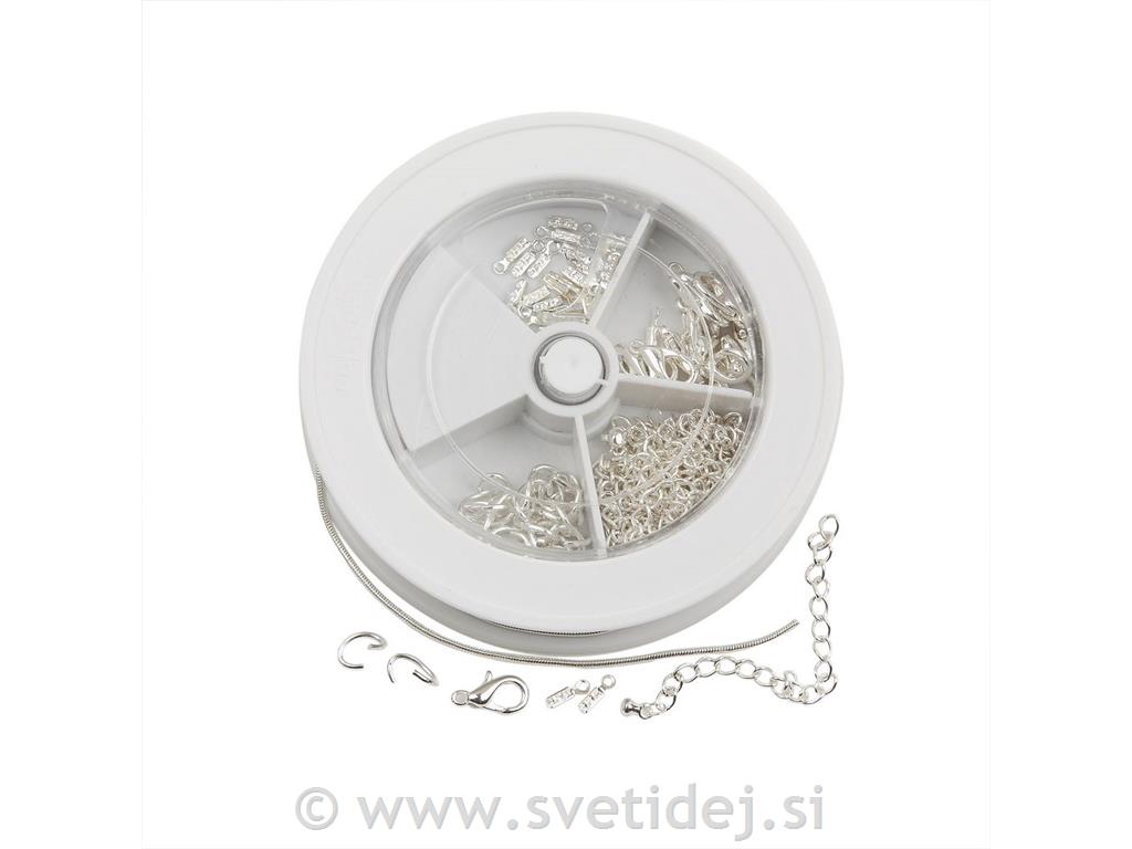 Set delcev za nakit, srebrne barve