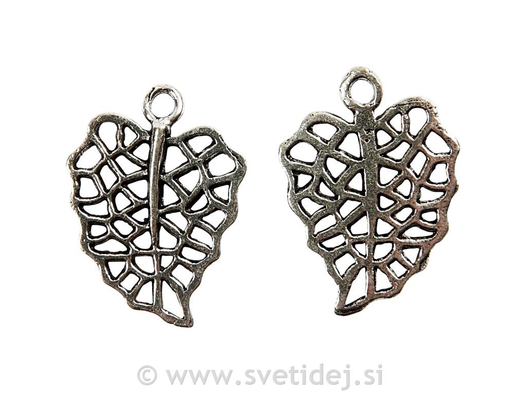 Posrebren list, 25x18x1 mm, set 5