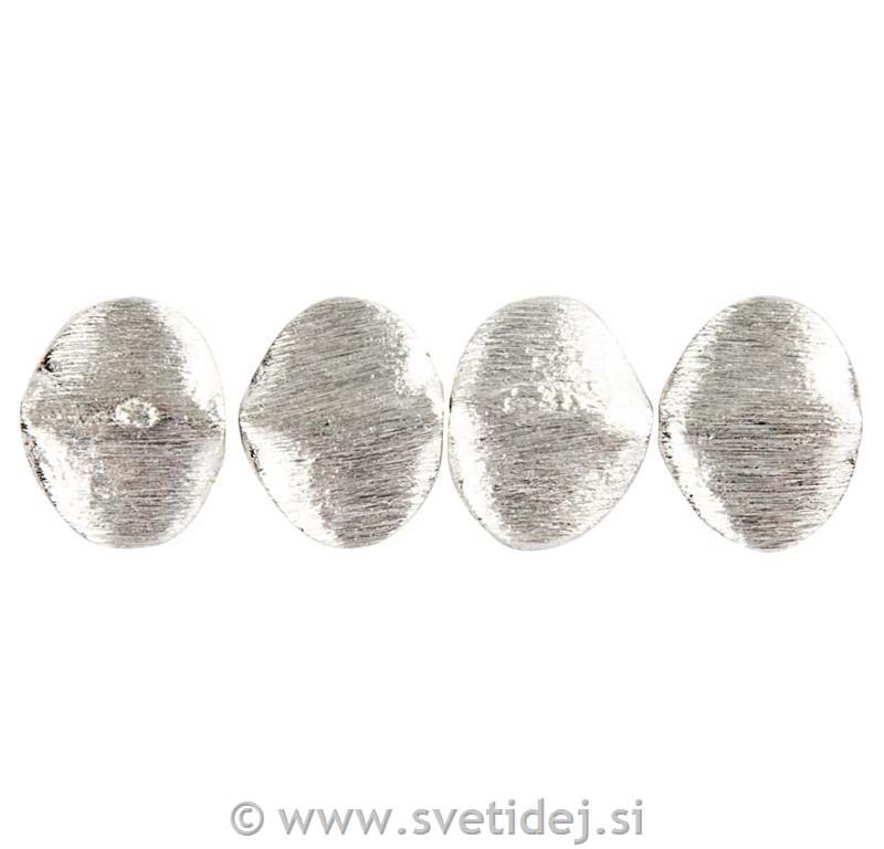 Posrebrene perle, 15x12x2 mm, set 34