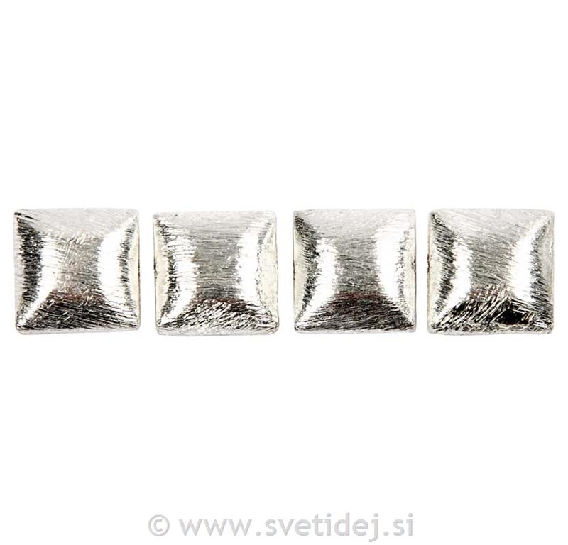 Posrebreni kvadrati, 10x10x4 mm, set 34