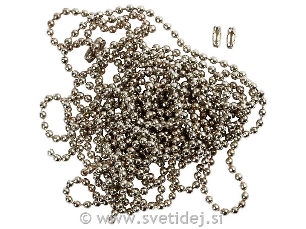 Verižica iz perl 1,5 mm, srebrna, 3 m