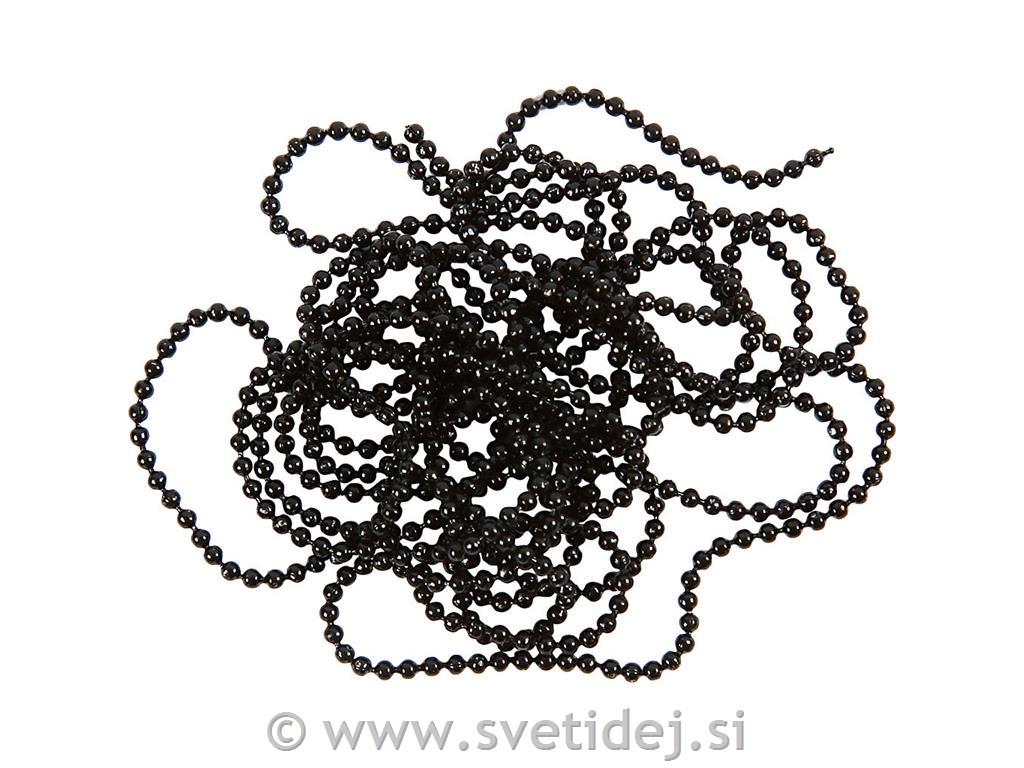 Verižica iz perl 1,5 mm, črne, 1,5 m