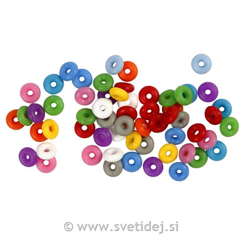 Stop perle iz silikona, barvne, set 48