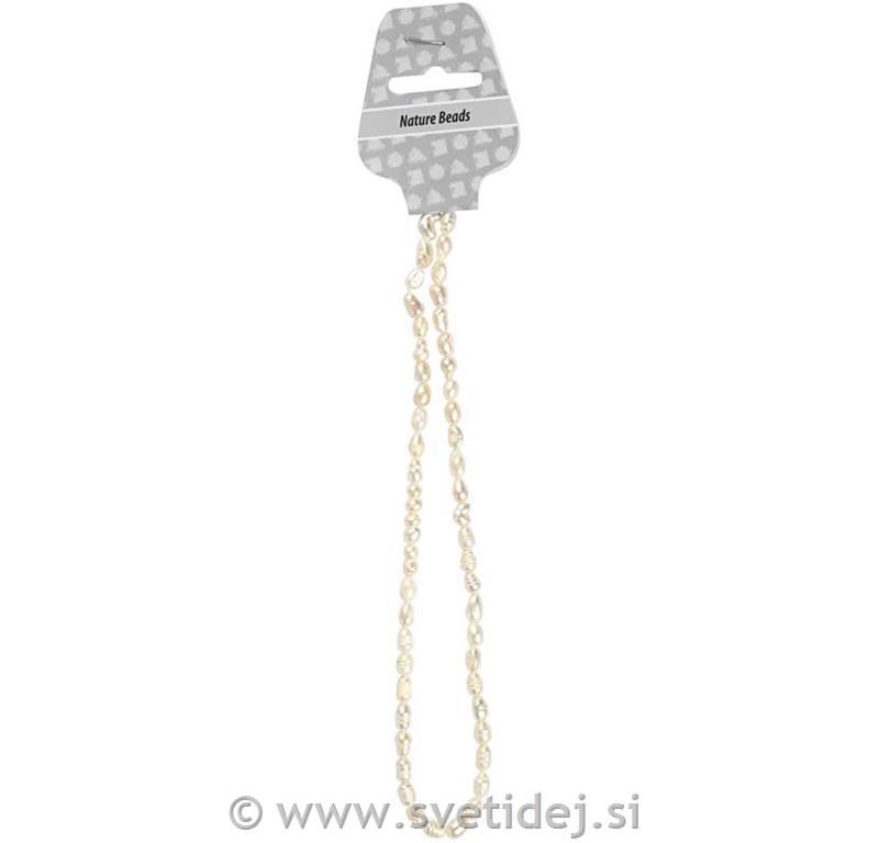 Rečni biseri, 4 mm, niz 40 cm, biserni