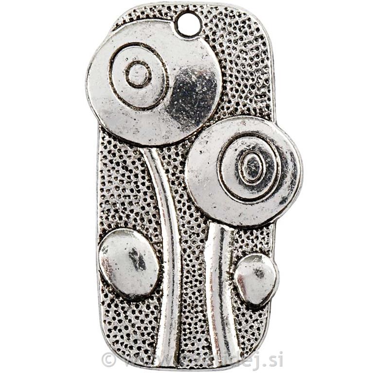 Obesek 37x20 mm, antično srebrn, set 6