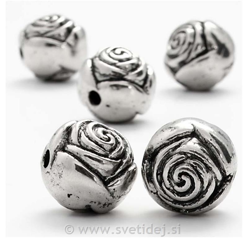 Perle cvetovi, srebrne, 16 mm, set 6