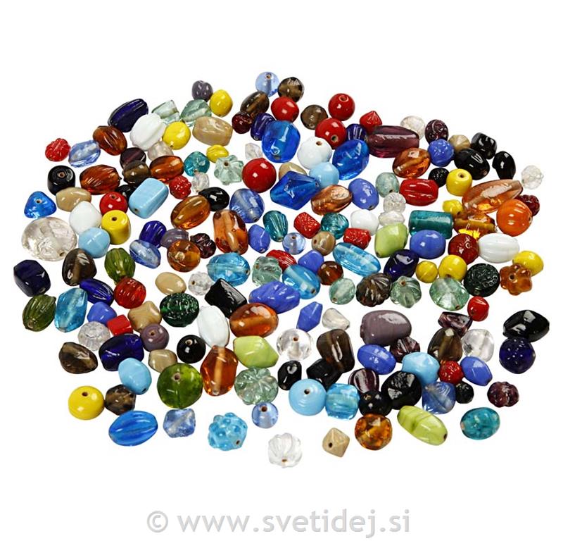 Steklene perle mešane, 7-18 mm, 1 kg