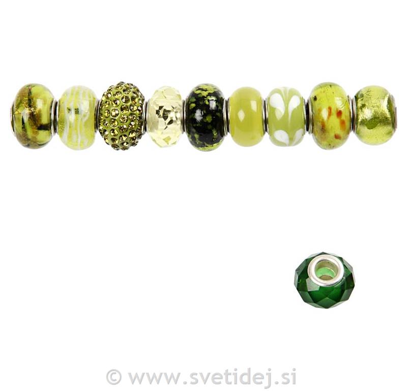 Stekleno-kovinske perle, 13-15 mm, 10