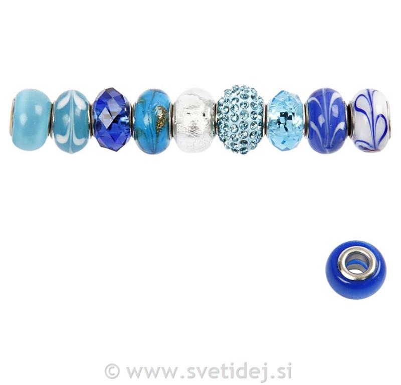 Stekleno-kovinske perle, 13-15 mm, 10