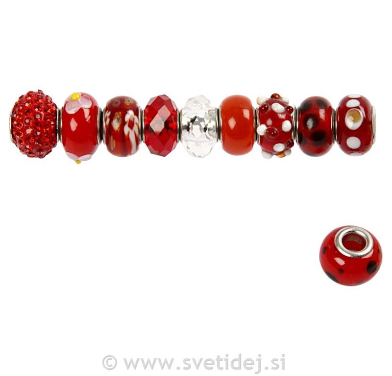 Stekleno-kovinske perle, 13-15 mm, 10