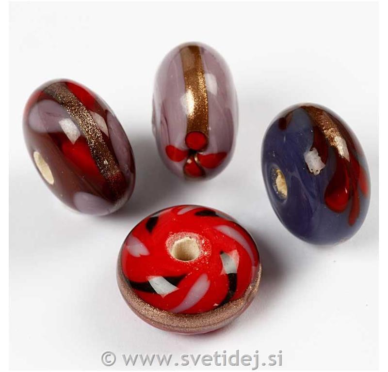 Steklene perle, 11x19 mm, set 16
