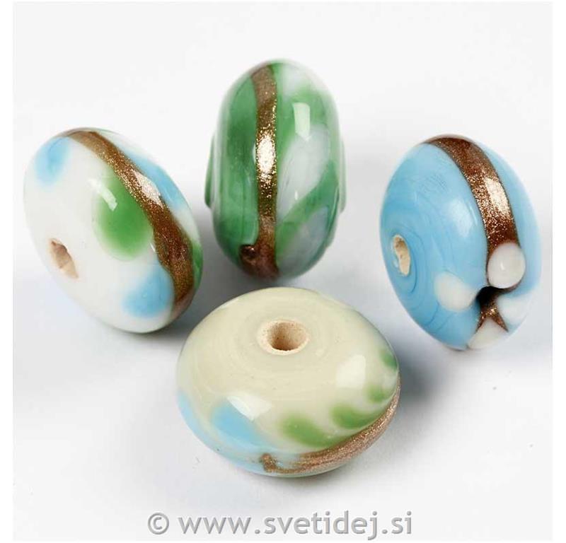 Steklene perle, 11x19 mm, set 16