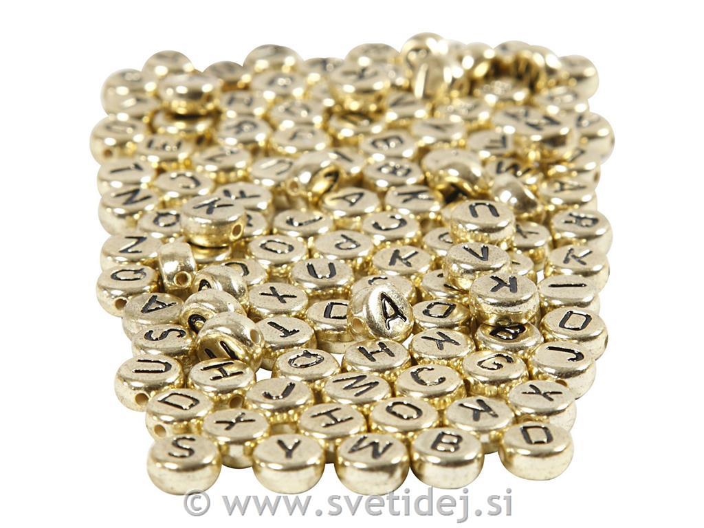 Perle črke 7 mm zlate, 21 g-ca 200 kosov