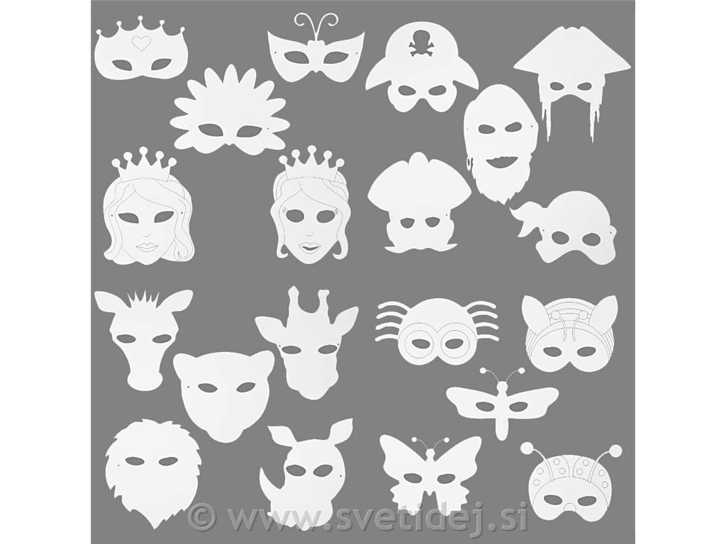 Maske iz kartona 13-22 cm, set 64