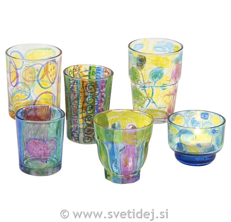 Svečniki stekleni, velik set