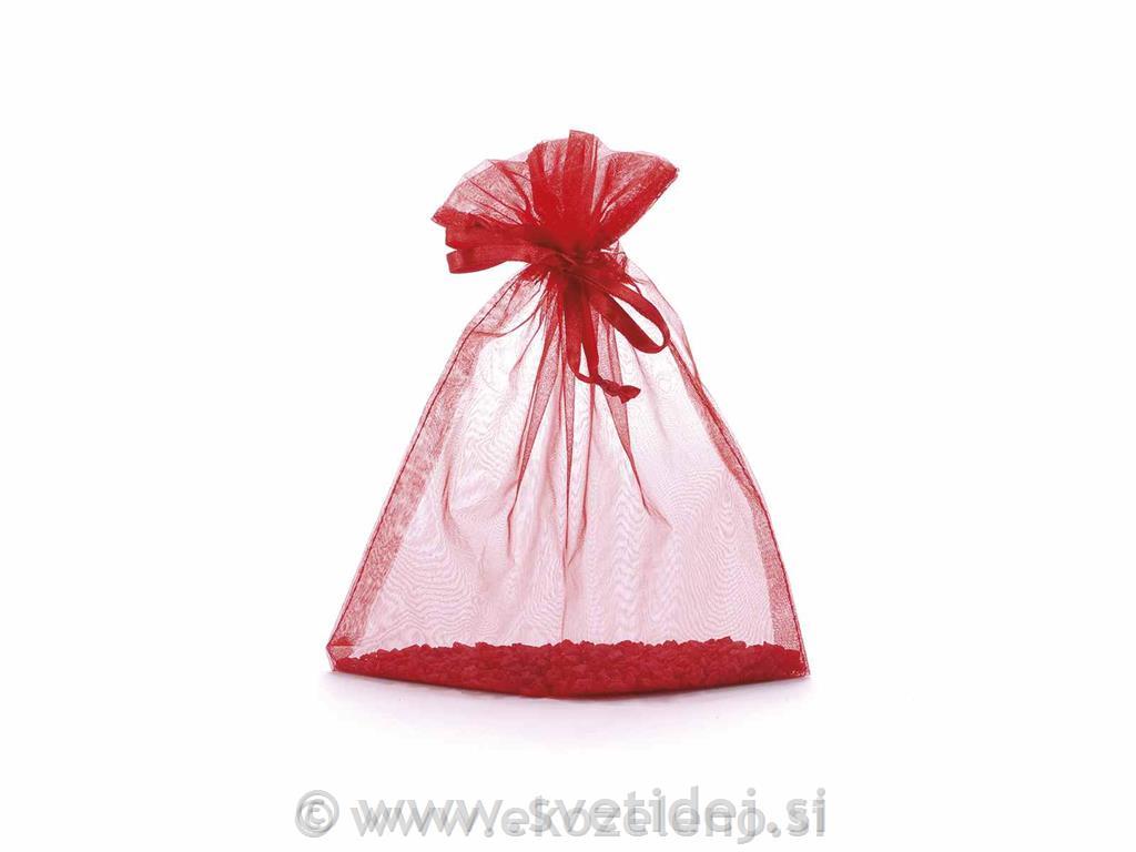Vrečka organza rdeča 17x22 cm, set 15