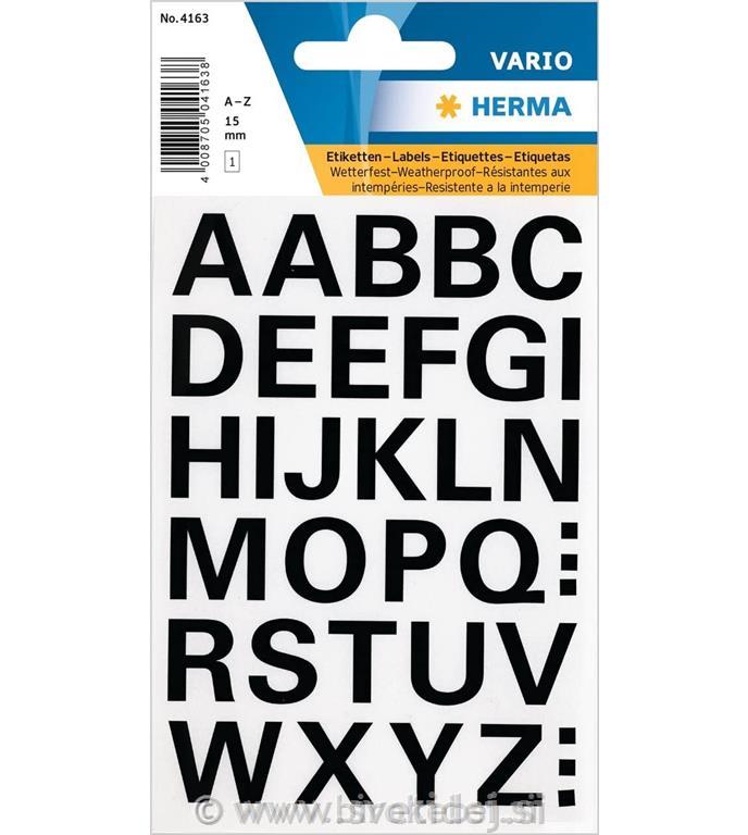 HERMA ETIKETE 4163 A-Z FOLIJA 15mm ČRNE