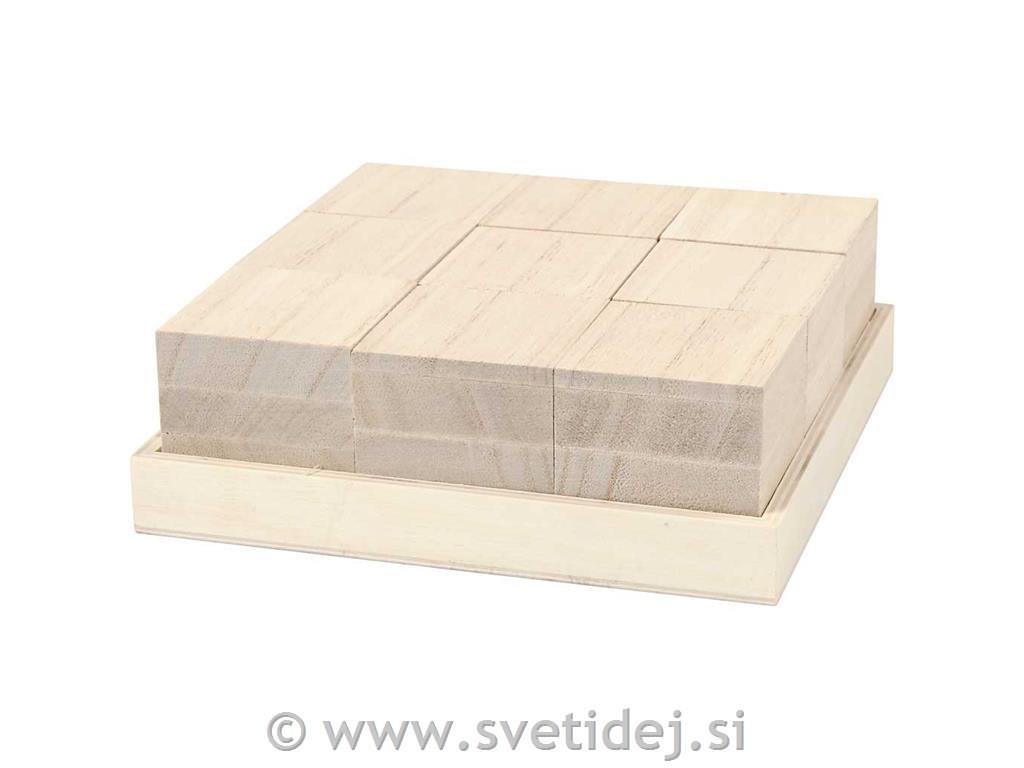 Lesene kocke 4x4x4 cm, 9 kosov