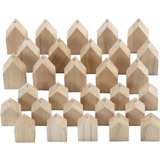 Lesene hišice-obeski, 4,5x6,5 cm, 30 kos
