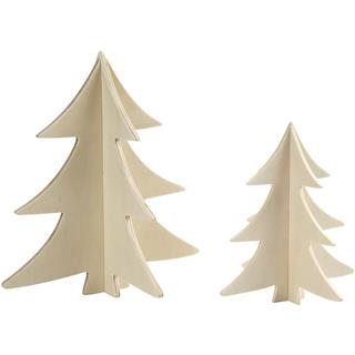 Lesena božična drevesa 13+18 cm, set 2