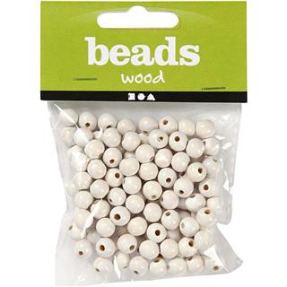 Lesene perle bele, 8 mm, 15 g (100 kos)