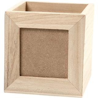 Lesena škatlica z okvirjem, 10x10x10 cm