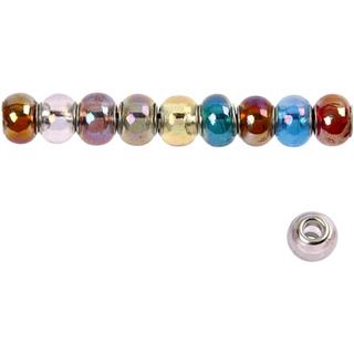 Stekleno-kovinske perle, 13-15 mm, 10
